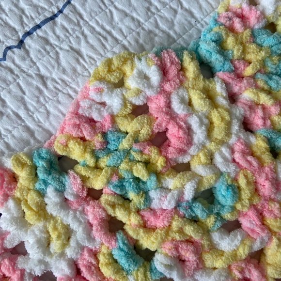 Handmade Crochet Chenille Baby Blanket - Picture 2 of 5